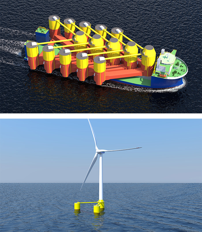 D-Floater -可堆疊和可運輸的漂浮式風機